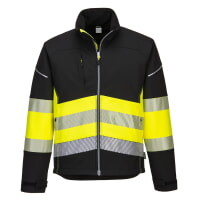 Portwest PW375BKY PW3 Hi-Vis Class 1 Softshell Jacket Black