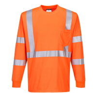 Portwest S192ORR Hi-Vis Long Sleeve Ribbed Cuff T-Shirt Hi Viz Orange