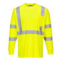 Portwest S192YER Hi-Vis Long Sleeve Ribbed Cuff T-Shirt Hi Viz Green
