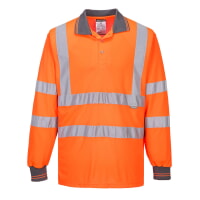 Portwest S277ORR Hi-Vis Long Sleeve Polo Shirt Hi Viz Orange