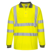 Portwest S277YER Hi-Vis Long Sleeve Polo Shirt Hi Viz Green