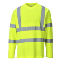 Portwest S278YER Cotton Comfort Long Sleeve T-Shirt Hi Viz Green