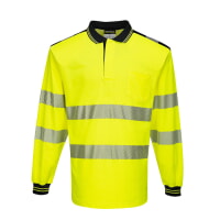 Portwest T184YBR PW3 Hi-Vis Long Sleeve Polo Shirt Hi Viz Green
