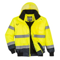Portwest UC465YNR Hi-Vis Contrast Bomber Jacket Hi Viz Green-Navy