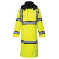 Portwest UH447YBR Hi-Vis Reversible Rain Coat 48" Hi Viz Green