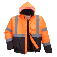 Portwest US363OBR Hi-Vis Two Tone Bomber Jacket Hi Viz Orange-Black