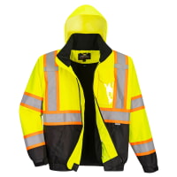 Portwest US367YBR Hi-Vis 2-in-1 Contrast Tape Bomber Jacket Hi Viz Green-Black