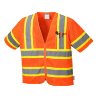 Portwest US383ORR Augusta Sleeved Hi-Vis Vest Hi Viz Orange