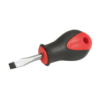 Urrea 8652 Heavy-Duty Stubby Slotted Tip Screwdriver, Round Shank, Bimaterial Handle, Tip Size 1/4", Blade Length 1-1/2"