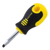 Surtek D252 Bimaterial Stubby Slotted Screwdriver Round Shank Tip Size 1/ 4", Blade Length 1 -1/ 2"