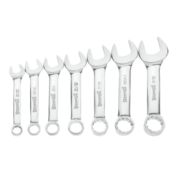 Williams 11030 Chrome Stubby Combination Wrench 7 Piece Set 12 Point SAE