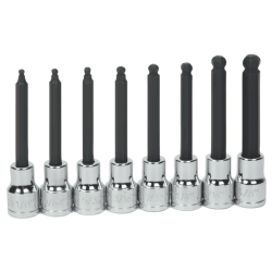 Williams 31947 Ball Tip Long Hex Bit Socket Set 3/8" Drive 8-Piece