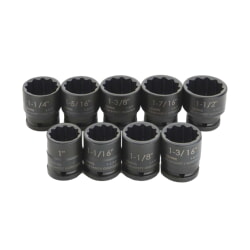 Williams 38925 Shallow Impact Socket Set On Clip Rail 3/4" Drive 9-Pieces