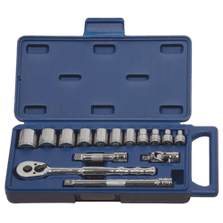 Williams 50665 3/8" Drive 6-Pt Socket and Drive Tool Set 15-Pcs Metric in Compact Case
