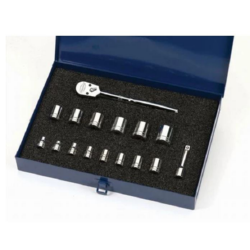 Williams MSB-16F Socket and Drive Tool Set 3/8" Drive, 12-Pt. 16-Pcs With Metal Box