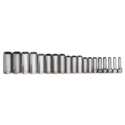 Williams MSBD19HRC 3/8" Drive19-Pcs Deep Socket Set 6 Point, 6mm -25mm