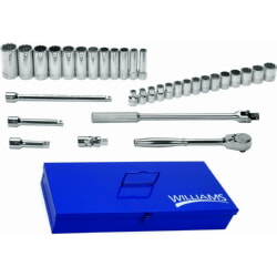 Williams MSS-33FTB 12-Point Socket and Drive Tool Set 1/2" Drive 33 Piece With Tool Box