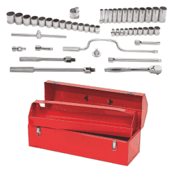Williams JHWMSS-47TB Socket and Drive Tool Set 1/2" Drive 47 Piece 12 Point With Metal Box (Keep Safe Foam Not Included)