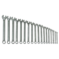 Williams MWS-18A Chrome Combination Wrench Set 18-Piece, 12 Point (7mm-24mm) In Pouch
