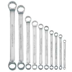 Williams MWS-BWM10 Satin Double Head 10 Degree Offset Box End Wrench 10 Piece Set 12 Point Metric