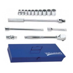 Williams WSS-15FTB 1/2" Drive 12-Pt Socket and Drive Tool Set 15 Piece With Metal Box
