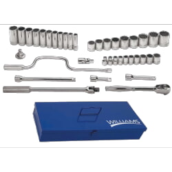 Williams WSS-38FTB 1/2" Drive 12-Pt Socket and Drive Tool Set 38 Piece With ToolBox