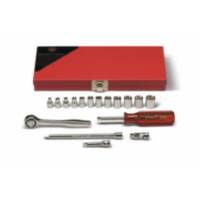 Wright Tool 221 1/4" Drive 17 Piece Standard Metric Socket Set 6-Point With Metal Toolbox