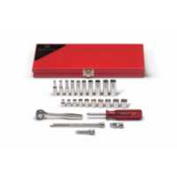 Wright Tool 224 1/4" Drive 25 Piece Standard and Deep Metric Socket Set 6-Point in Metal Toolbox