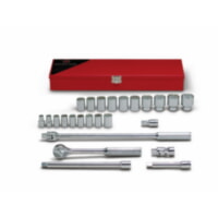 Wright Tool 424 1/2" Drive 25 Piece Standard 12-Point Socket Set in Metal Toolbox