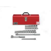 Wright Tool 425 1/2" Drive 24 Piece Standard and Deep 12-Point Socket Set in Metal Toolbox