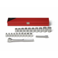 Wright Tool 472 1/2" Drive 22 Piece Standard Metric 12-Point Socket Set In Metal Toolbox