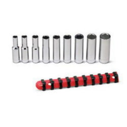 Wright Tool 208 1/4" Drive 9 Piece Deep Socket Set 6-Point On Clip Rail