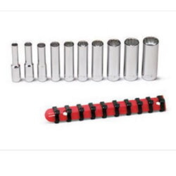 Wright Tool 210 1/4" Drive 10 Piece Deep Socket Set 12-Point On Clip Rail