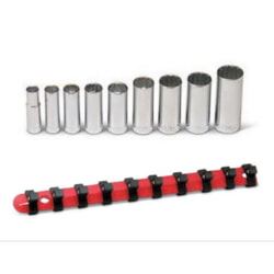 Wright Tool 300 3/8" Drive Deep 12-Point Socket Set, 9-Pieces on Clip Rail