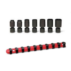 Wright Tool 332 3/8" Drive 7 Piece Standard Universal Power Socket Set 6-Point On Clip Rail