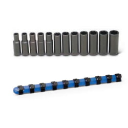 Wright Tool 461 1/2" Drive Deep Metric Impact 6-Point Socket Set 12-Piece On Clip Rail 