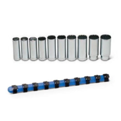 Wright Tool 473 1/2" Drive 10 Piece Deep Metric 12-Point Socket Set On Clip Rail