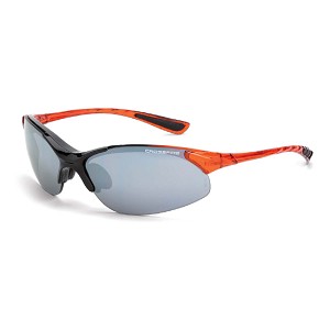Crossfire Shiny Black/Burnt Orange Frame - Silver Mirror Lens Safety Glasses. MAIN 