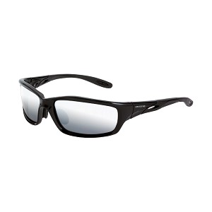 Crossfire Safety Glasses, Shiny Black Frame, Sliver Mirror Lens. MAIN 