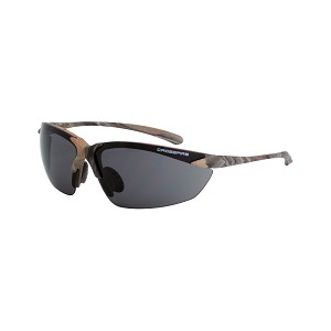 Crossfire Sniper Premium Smoke Lens Safety Glasses with Woodland Brown Camo Frame. MAIN 