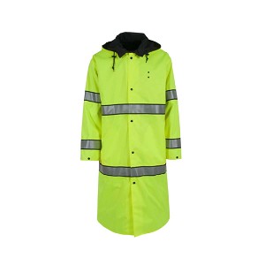 Neese 97001-33-1-LBK Hi-Vis Lime/Black Responder Reversible Rain Coat with Snap-On Hood 