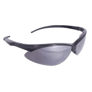 Radians Apocalypse Black Frame Safety Glasses Lightweight Style Comes with Safety Neck Cord Silver Mirror 
