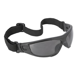 Radians Cuatro Black Frame Foam-Lined Safety Glasses with Interchangeable Head Strap and Temples Smoke Anti-Fog 