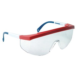 Radians Galaxy Red, White and Blue Frame Safety Glasses Integral Side Shields Clear Anti-Fog 