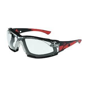 Radians IQ-IQuity Anti-Fog Foam Lined Safety Glasses, Black Red Frame Clear Anti-Fog 