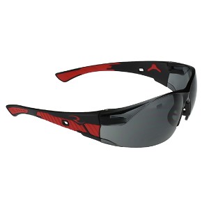 Radians Black Red Frame Safety Glasses Smoke 