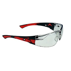 Radians Black Red Frame Safety Glasses Indoor/Outdoor 
