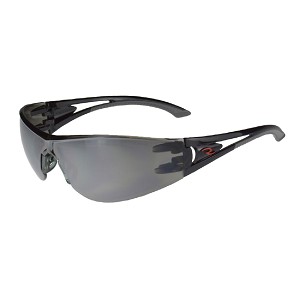 Radians Black Frame Safety Glasses with Polycarbonate Lens and Dual Mold Temples Silver Mirror Lens. MAIN 