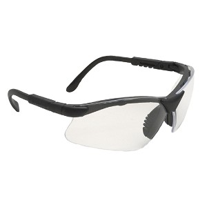 Radians Revelation Black Frame Safety Glasses with 4-Position Telescoping Temples Clear Anti-Fog Lens. MAIN 