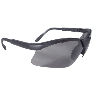 Radians Revelation Black Frame Safety Glasses with 4-Position Telescoping Temples Smoke Anti-Fog Lens. MAIN 